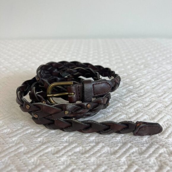 VINTAGE Dark Brown Braided Western Boho Belt - Picture 1 of 7